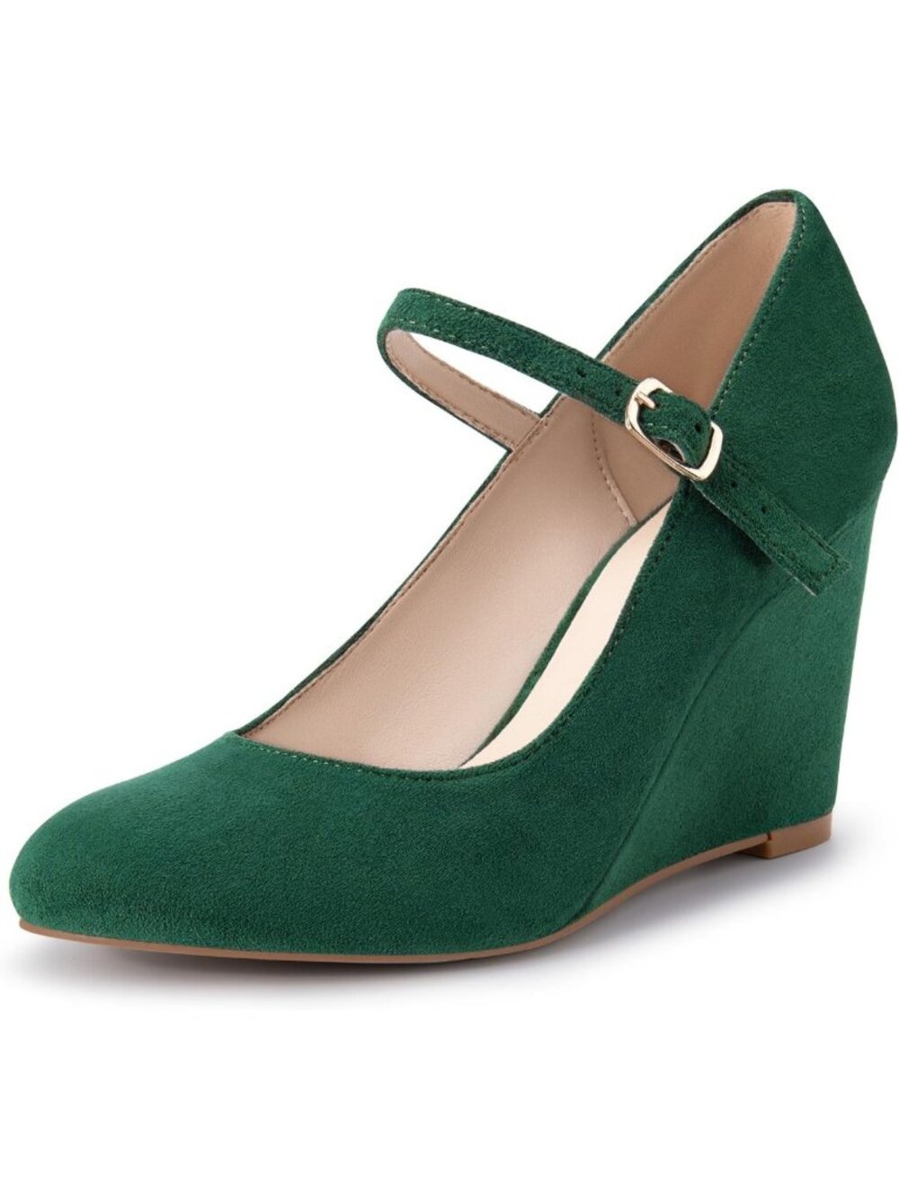 Stylish Closed Toe Wedge Pumps with Ankle Strap - Dressy Mary Jane Heels for